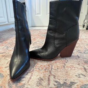 Veronica Beard Black Heeled Leather Boots
